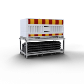 SET | with 20 panel fence | and 21 base plates | on storage and transport traverse | without lamp adapter | with red/yellow foil, type RA1/A | type of barrier ULTRA white